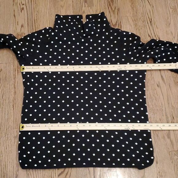 TALBOTS WOMAN BLACK WHITE POLKA DOT COTTON BLEND SWEATER PORTRAIT COLLAR SIZE X - Picture 11 of 12